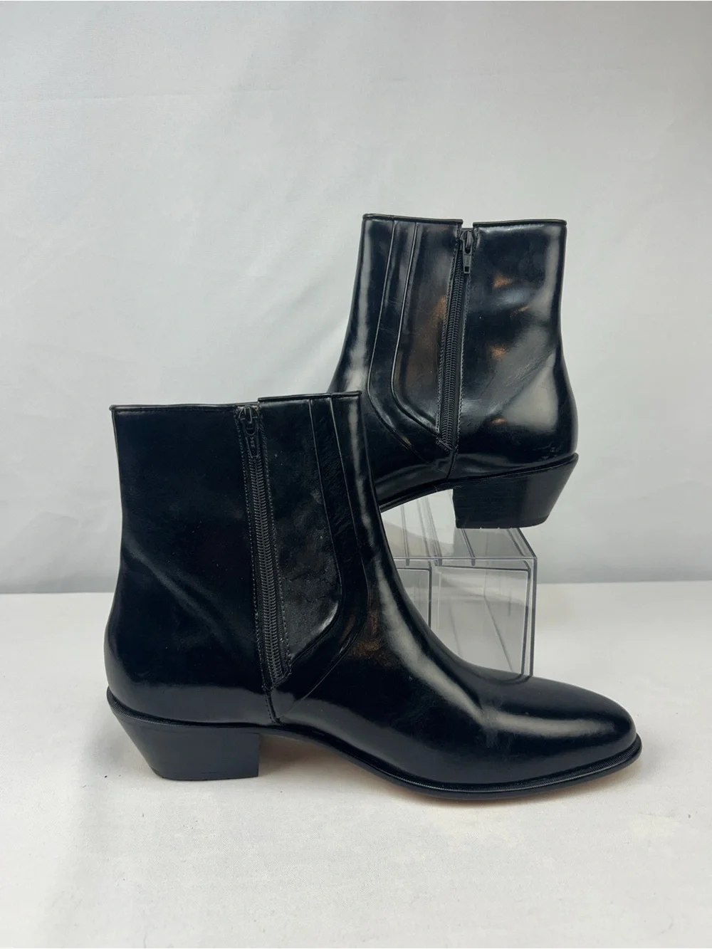 Stacy Adams Black Leather Chukka Zip Boots